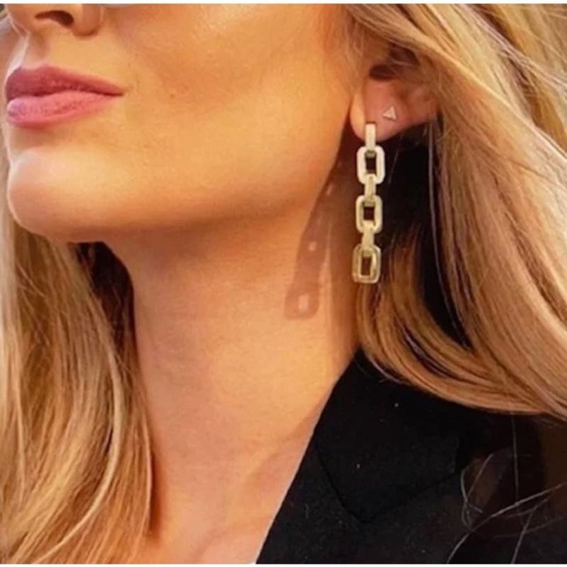 250 Msrp Nwt New Eddie Borgo 12k Karat Gold Plated Chain Link Earrings 2 Drop 60$